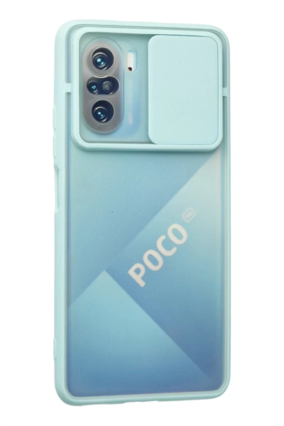 Xiaomi Poco F3 Kılıf Palm Buzlu Kamera Sürgülü Silikon - Turkuaz
