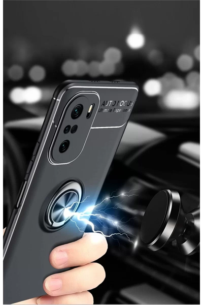 Xiaomi Poco F3 Kılıf Range Yüzüklü Silikon - Kırmızı