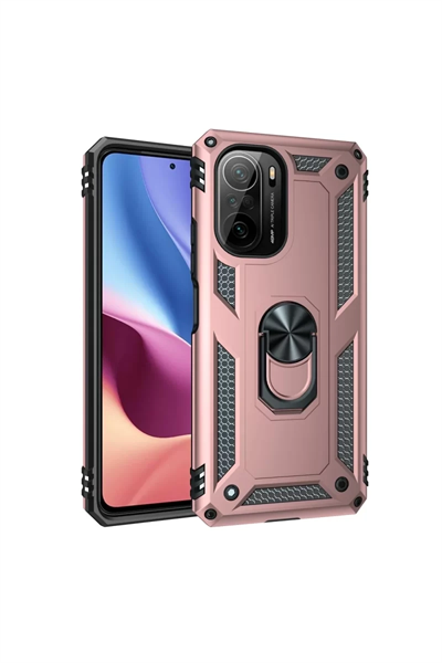 Xiaomi Poco F3 Kılıf Sofya Yüzüklü Silikon Kapak - Rose