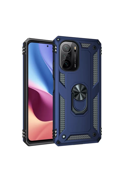 Xiaomi Poco F3 Kılıf Sofya Yüzüklü Silikon Kapak - Lacivert