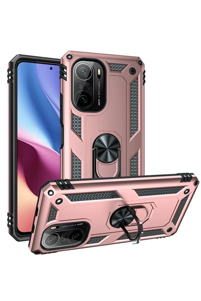 Xiaomi Poco F3 Kılıf Sofya Yüzüklü Silikon Kapak - Rose