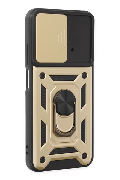 Xiaomi Poco M4 Pro 4G Kılıf Pars Lens Yüzüklü Silikon - Gold