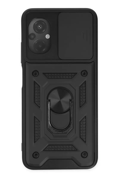 Xiaomi Poco M5 Kılıf Pars Lens Yüzüklü Silikon - Siyah