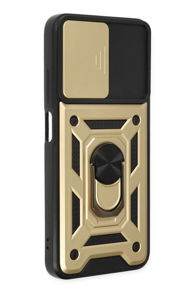 Xiaomi Poco M5 Kılıf Pars Lens Yüzüklü Silikon - Gold