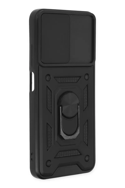 Xiaomi Poco M5 Kılıf Pars Lens Yüzüklü Silikon - Siyah