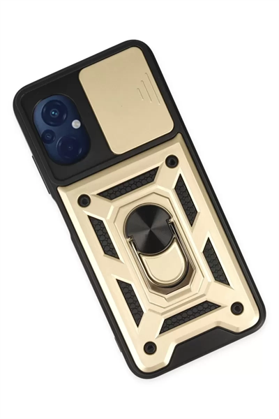 Xiaomi Poco M5 Kılıf Pars Lens Yüzüklü Silikon - Gold