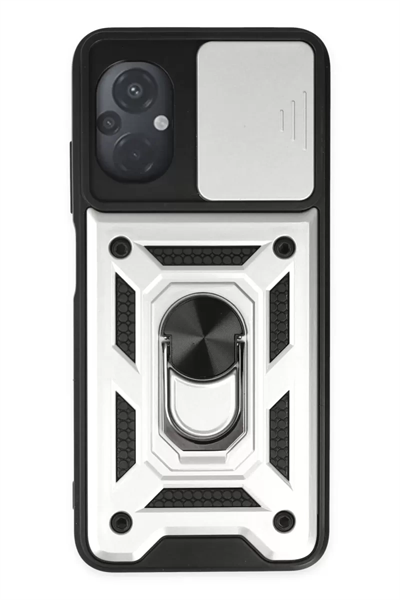 Xiaomi Poco M5 Kılıf Pars Lens Yüzüklü Silikon - Gümüş