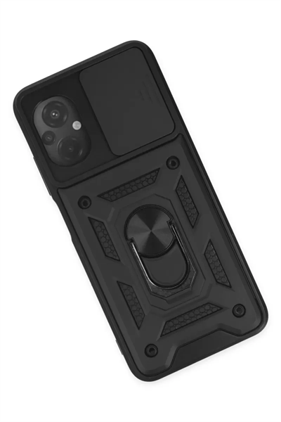 Xiaomi Poco M5 Kılıf Pars Lens Yüzüklü Silikon - Siyah