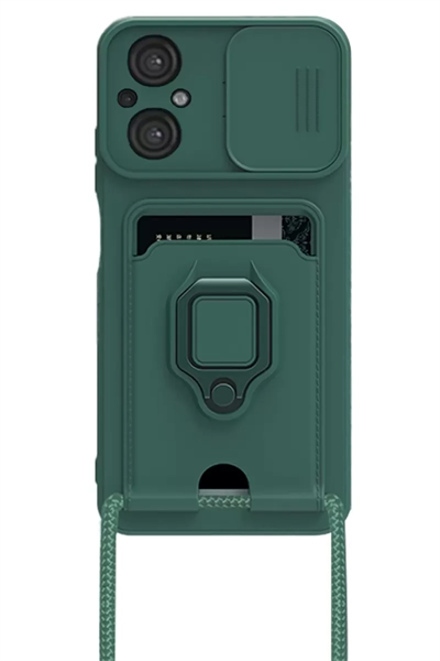 Xiaomi Poco M5 Kılıf Zuma Kartvizitli Yüzüklü Silikon - Yeşil