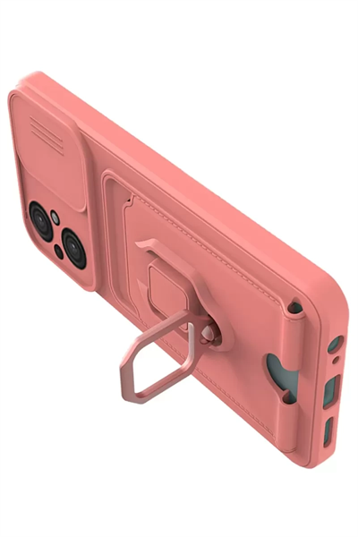 Xiaomi Poco M5 Kılıf Zuma Kartvizitli Yüzüklü Silikon - Pembe