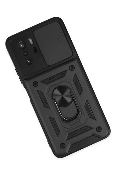 Xiaomi Poco X3 GT Kılıf Pars Lens Yüzüklü Silikon - Siyah