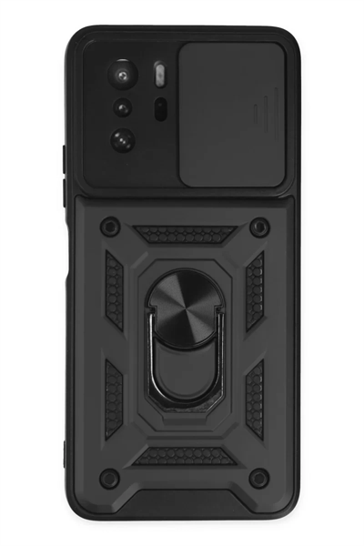 Xiaomi Poco X3 GT Kılıf Pars Lens Yüzüklü Silikon - Siyah