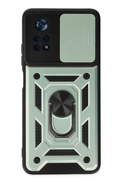Xiaomi Poco X4 Pro 5G Kılıf Pars Lens Yüzüklü Silikon - Yeşil