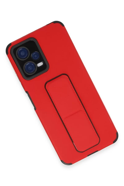 Xiaomi Poco X5 5G Kılıf Mega Standlı Silikon - Kırmızı