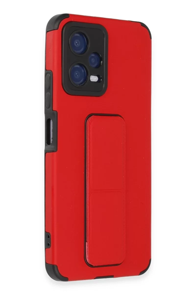 Xiaomi Poco X5 5G Kılıf Mega Standlı Silikon - Kırmızı