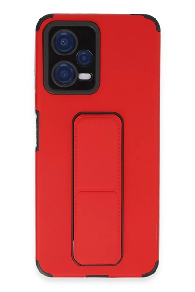 Xiaomi Poco X5 5G Kılıf Mega Standlı Silikon - Kırmızı