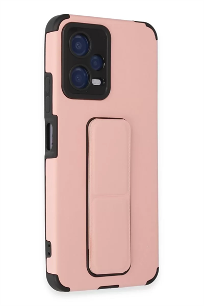 Xiaomi Poco X5 5G Kılıf Mega Standlı Silikon - Pudra