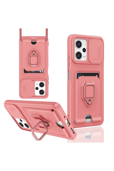 Xiaomi Poco X5 5G Kılıf Zuma Kartvizitli Yüzüklü Silikon - Pembe