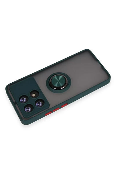 Xiaomi Poco X6 Pro Kılıf Montreal Yüzüklü Silikon Kapak - Yeşil