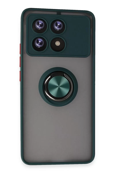 Xiaomi Poco X6 Pro Kılıf Montreal Yüzüklü Silikon Kapak - Yeşil