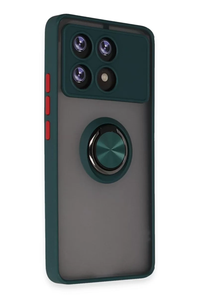 Xiaomi Poco X6 Pro Kılıf Montreal Yüzüklü Silikon Kapak - Yeşil
