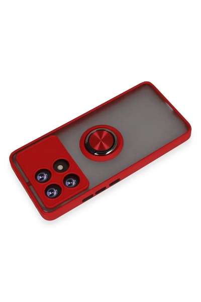 Xiaomi Poco X6 Pro Kılıf Montreal Yüzüklü Silikon Kapak - Kırmızı