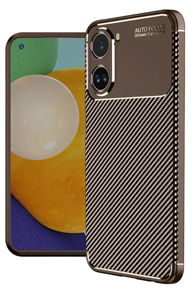 Xiaomi Poco X7 Pro Kılıf Auto Focus Karbon Kapak - Kahverengi