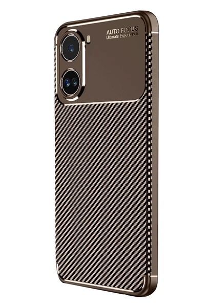 Xiaomi Poco X7 Pro Kılıf Auto Focus Karbon Kapak - Kahverengi