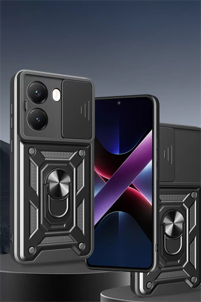 Xiaomi Poco X7 Pro Kılıf Pars Lens Yüzüklü Silikon - Lacivert