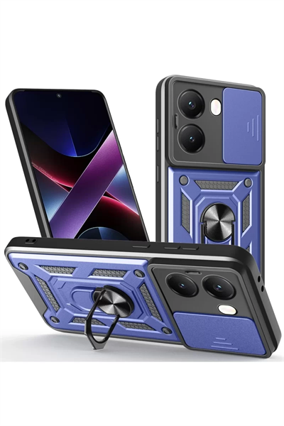 Xiaomi Poco X7 Pro Kılıf Pars Lens Yüzüklü Silikon - Lacivert
