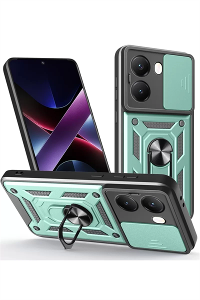 Xiaomi Poco X7 Pro Kılıf Pars Lens Yüzüklü Silikon - Yeşil