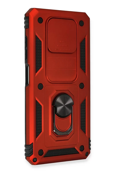 Xiaomi Pocophone X3 Kılıf Pars Lens Yüzüklü Silikon - Kırmızı