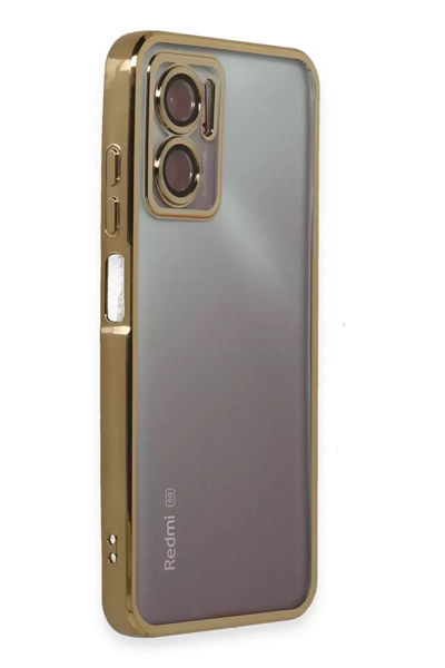 Xiaomi Redmi 10 5G Kılıf Lensli Silikon - Gold