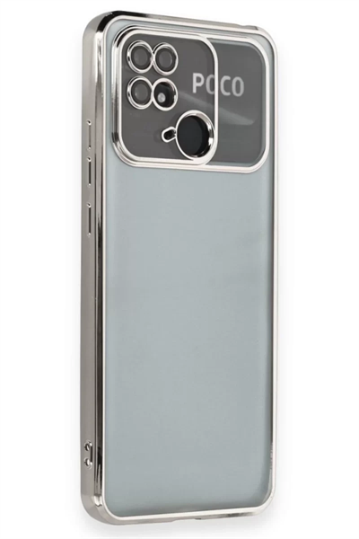 Xiaomi Redmi 10C Kılıf Lensli Silikon - Gümüş