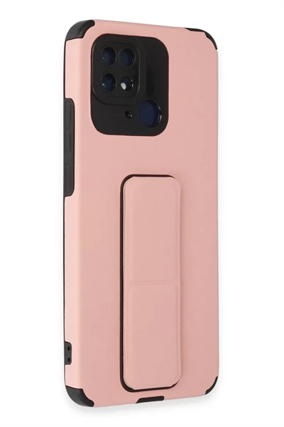 Xiaomi Redmi 10C Kılıf Mega Standlı Silikon - Pudra