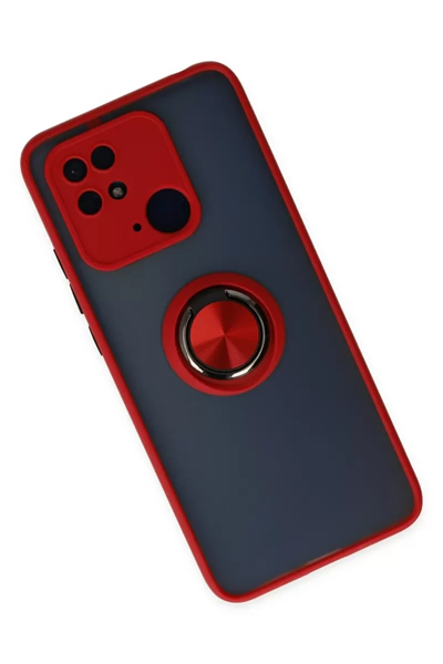 Xiaomi Redmi 10C Kılıf Montreal Yüzüklü Silikon Kapak - Kırmızı