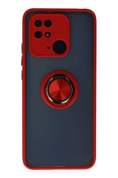 Xiaomi Redmi 10C Kılıf Montreal Yüzüklü Silikon Kapak - Kırmızı