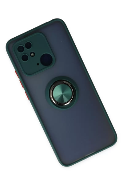 Xiaomi Redmi 10C Kılıf Montreal Yüzüklü Silikon Kapak - Yeşil
