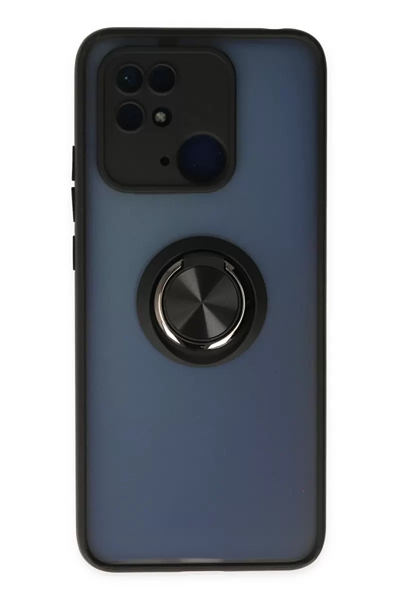 Xiaomi Redmi 10C Kılıf Montreal Yüzüklü Silikon Kapak - Siyah