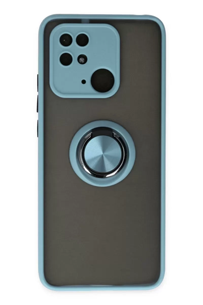 Xiaomi Redmi 10C Kılıf Montreal Yüzüklü Silikon Kapak - Buz Mavi