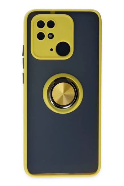 Xiaomi Redmi 10C Kılıf Montreal Yüzüklü Silikon Kapak - Sarı