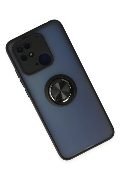 Xiaomi Redmi 10C Kılıf Montreal Yüzüklü Silikon Kapak - Siyah