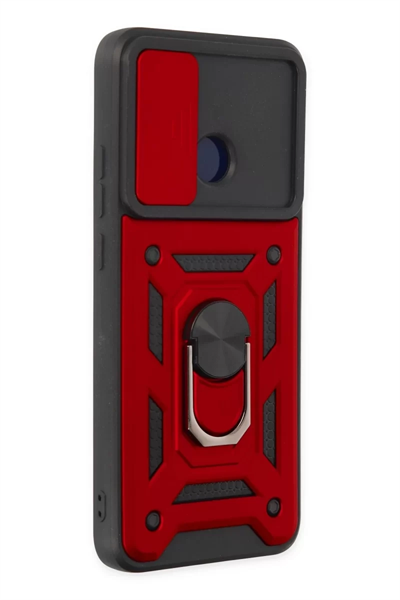 Xiaomi Redmi 10C Kılıf Pars Lens Yüzüklü Silikon - Kırmızı