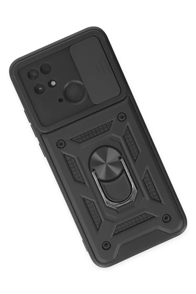 Xiaomi Redmi 10C Kılıf Pars Lens Yüzüklü Silikon - Siyah