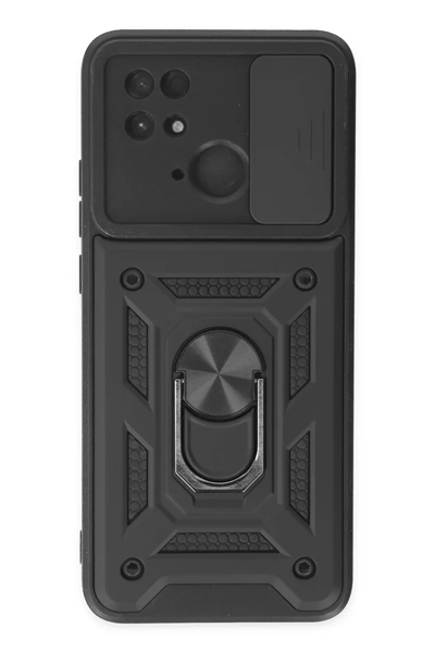 Xiaomi Redmi 10C Kılıf Pars Lens Yüzüklü Silikon - Siyah