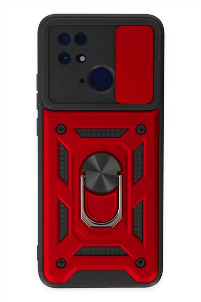 Xiaomi Redmi 10C Kılıf Pars Lens Yüzüklü Silikon - Kırmızı