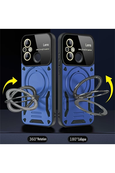 Xiaomi Redmi 12C Kılıf Joy Lens Standlı Kapak - Siyah
