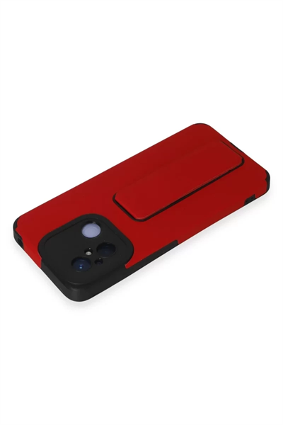 Xiaomi Redmi 12C Kılıf Mega Standlı Silikon - Kırmızı