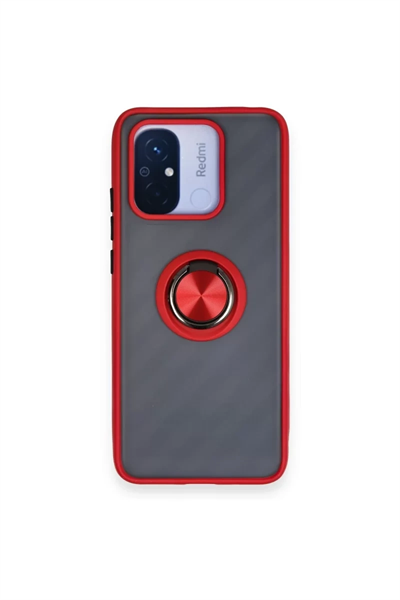 Xiaomi Redmi 12C Kılıf Montreal Yüzüklü Silikon Kapak - Kırmızı