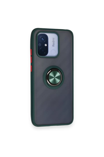 Xiaomi Redmi 12C Kılıf Montreal Yüzüklü Silikon Kapak - Yeşil